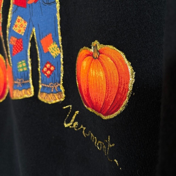 Vintage Halloween Sweatshirt Women's XL Pumpkin Scarecrow Puff Paint Teacher - Picture 8 of 14
